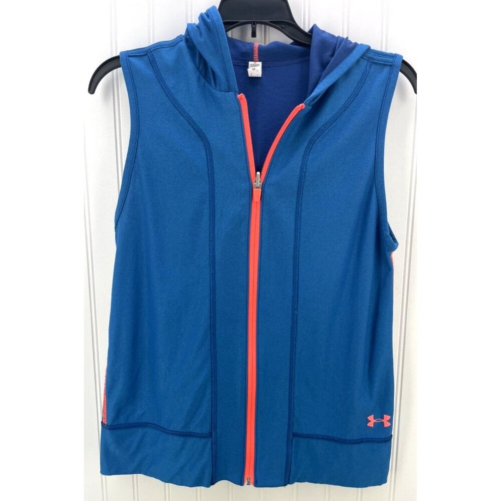 UA Under Armour Inside Out Sleeveless Hoodie Top 1253334 Girls YXL Blue Coral